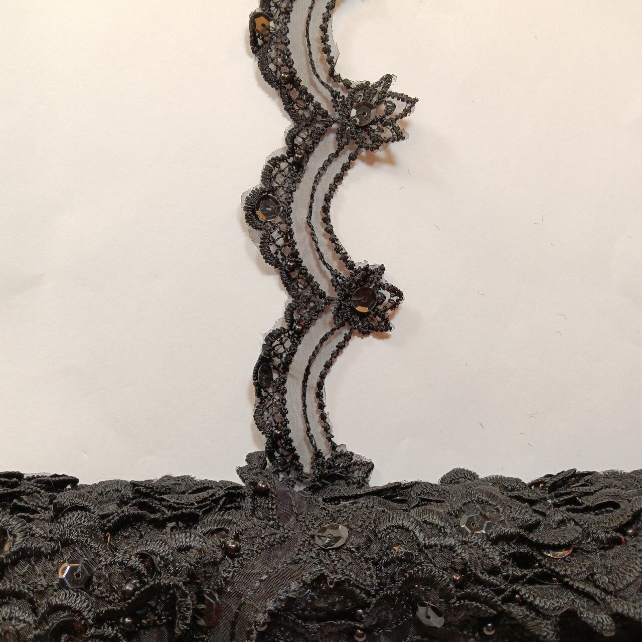 1 Yard Beaded Lace Trimming on Organza | 2.5" Wide | Elegant Embroidered Trim for Bridal, Evening & Dancewear